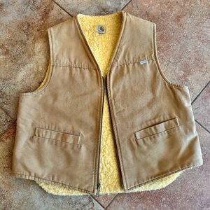 Vintage 90s Carhartt Brown Vest with Sherpa Lining